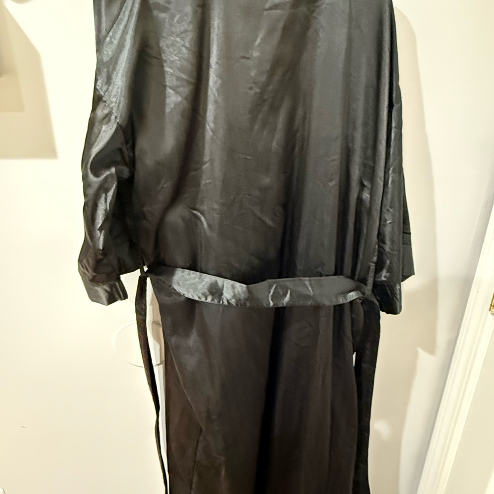 Christian Dior monsieur satin robe black‎ Striped Midi Pockets Sleeve One Size P - Picture 4 of 5